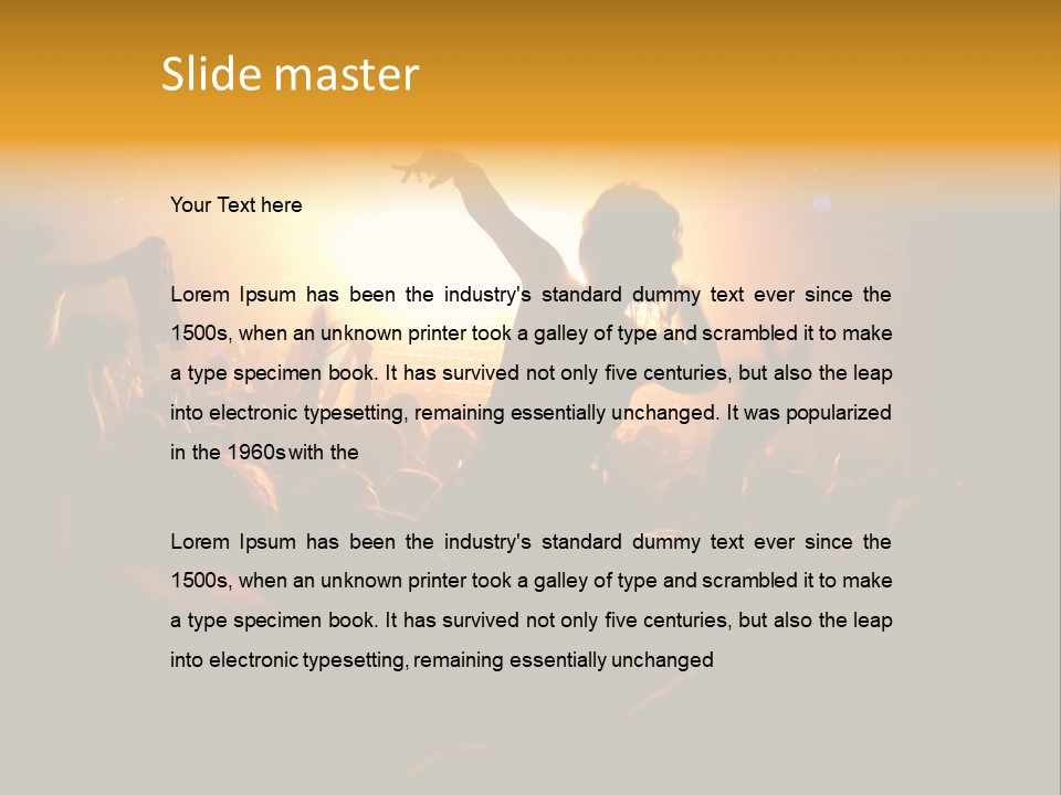 A Crowd Of People At A Concert With Their Arms In The Air PowerPoint Template