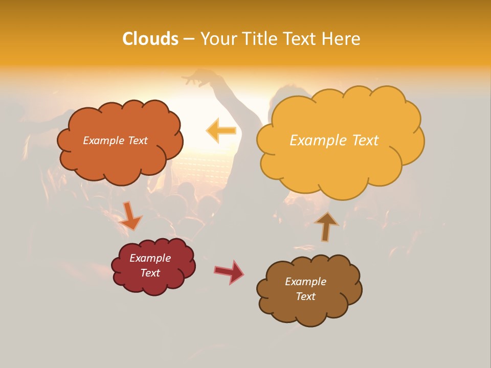 A Crowd Of People At A Concert With Their Arms In The Air PowerPoint Template