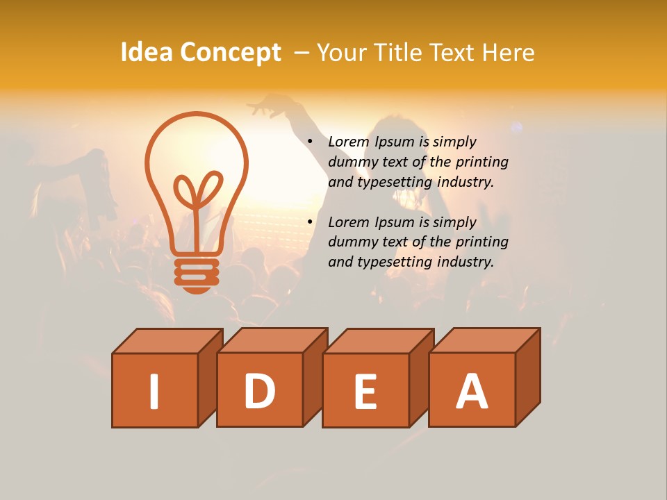 A Crowd Of People At A Concert With Their Arms In The Air PowerPoint Template