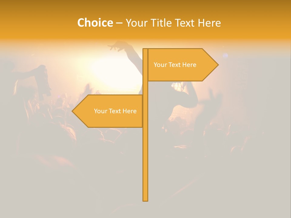A Crowd Of People At A Concert With Their Arms In The Air PowerPoint Template