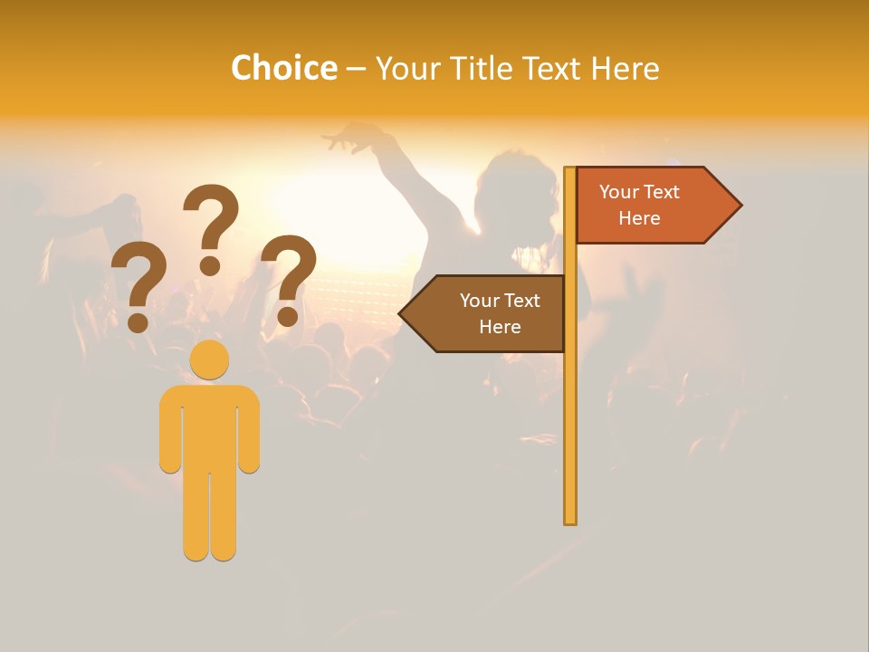 A Crowd Of People At A Concert With Their Arms In The Air PowerPoint Template