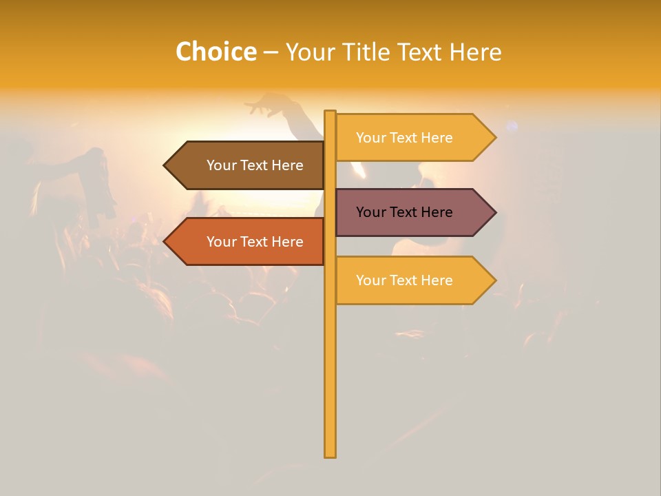 A Crowd Of People At A Concert With Their Arms In The Air PowerPoint Template