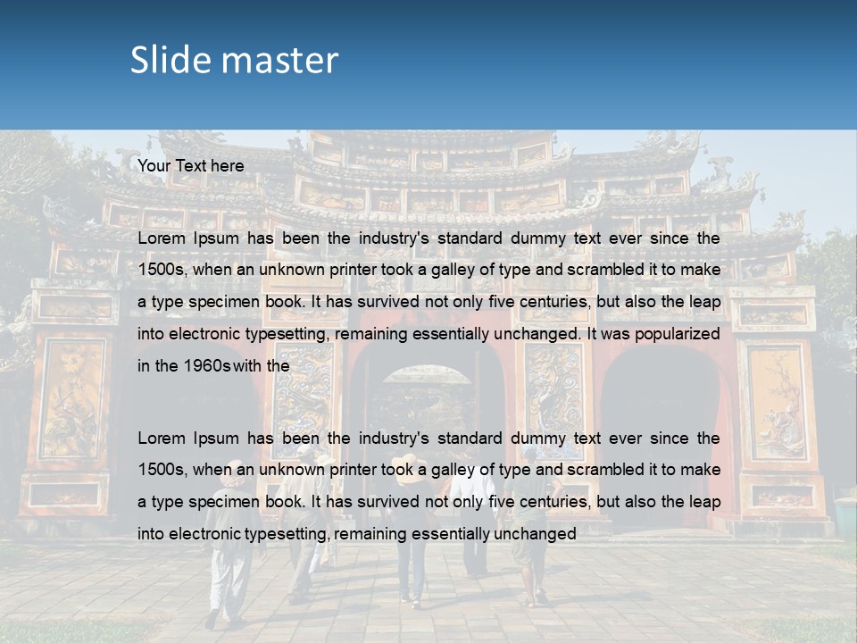 A Group Of People Walking In Front Of A Gate PowerPoint Template