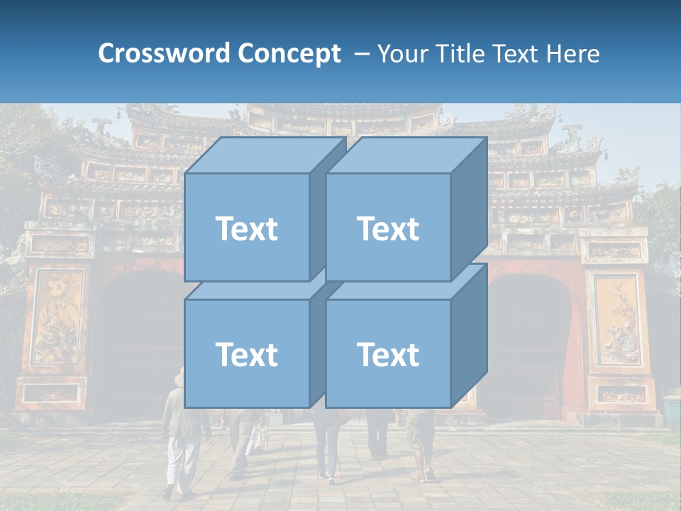 A Group Of People Walking In Front Of A Gate PowerPoint Template