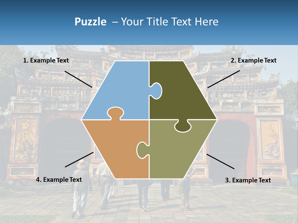 A Group Of People Walking In Front Of A Gate PowerPoint Template