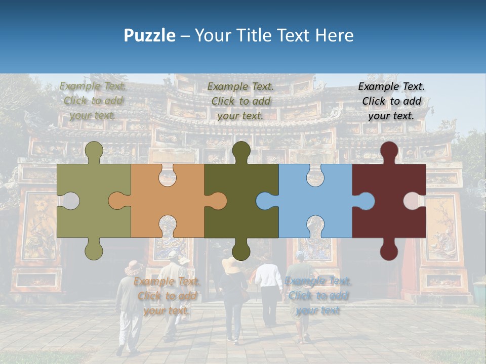 A Group Of People Walking In Front Of A Gate PowerPoint Template