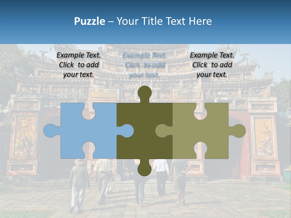 A Group Of People Walking In Front Of A Gate PowerPoint Template