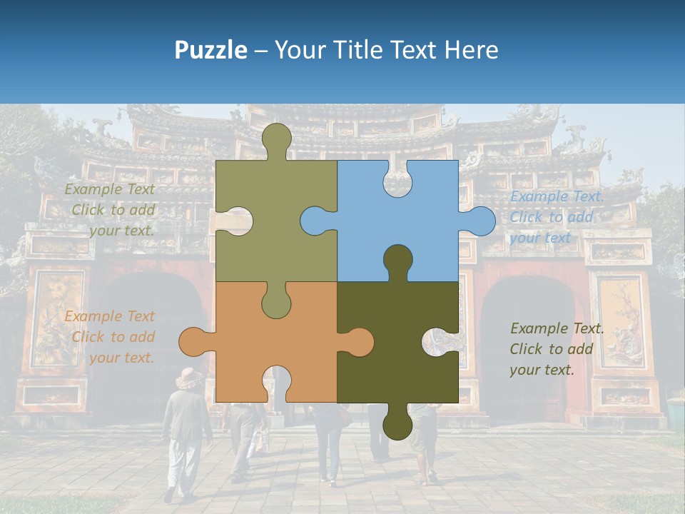 A Group Of People Walking In Front Of A Gate PowerPoint Template