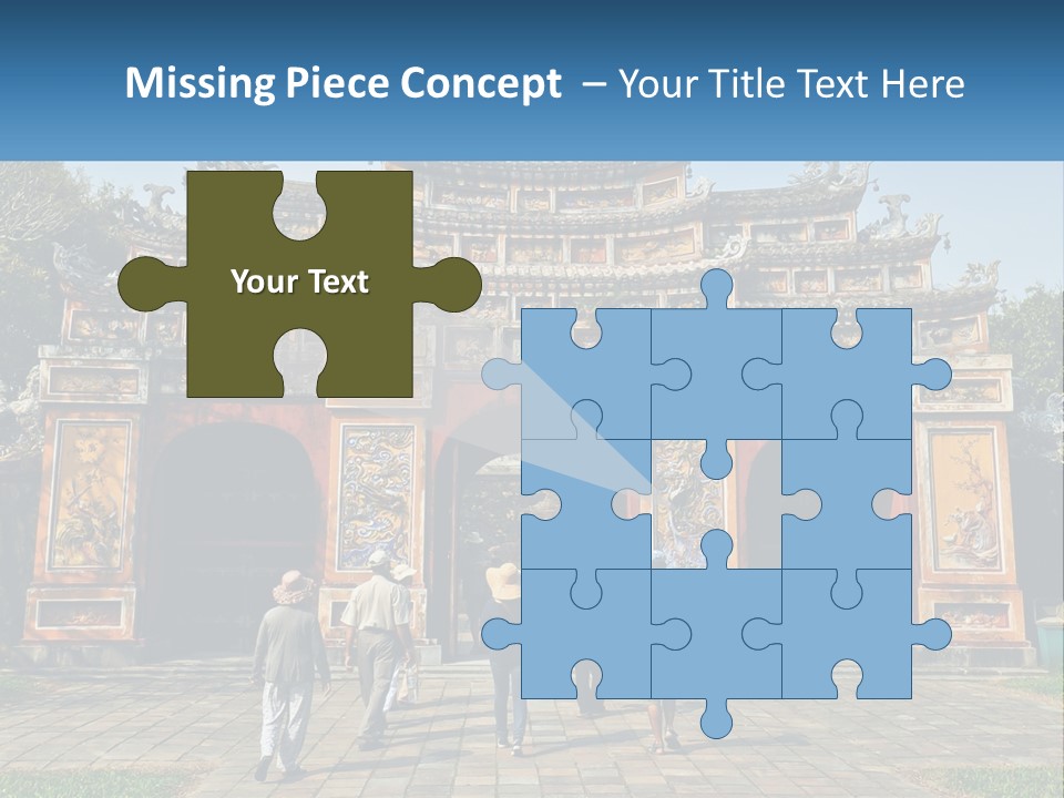 A Group Of People Walking In Front Of A Gate PowerPoint Template