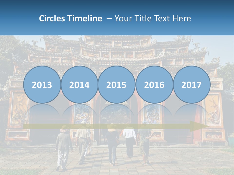 A Group Of People Walking In Front Of A Gate PowerPoint Template