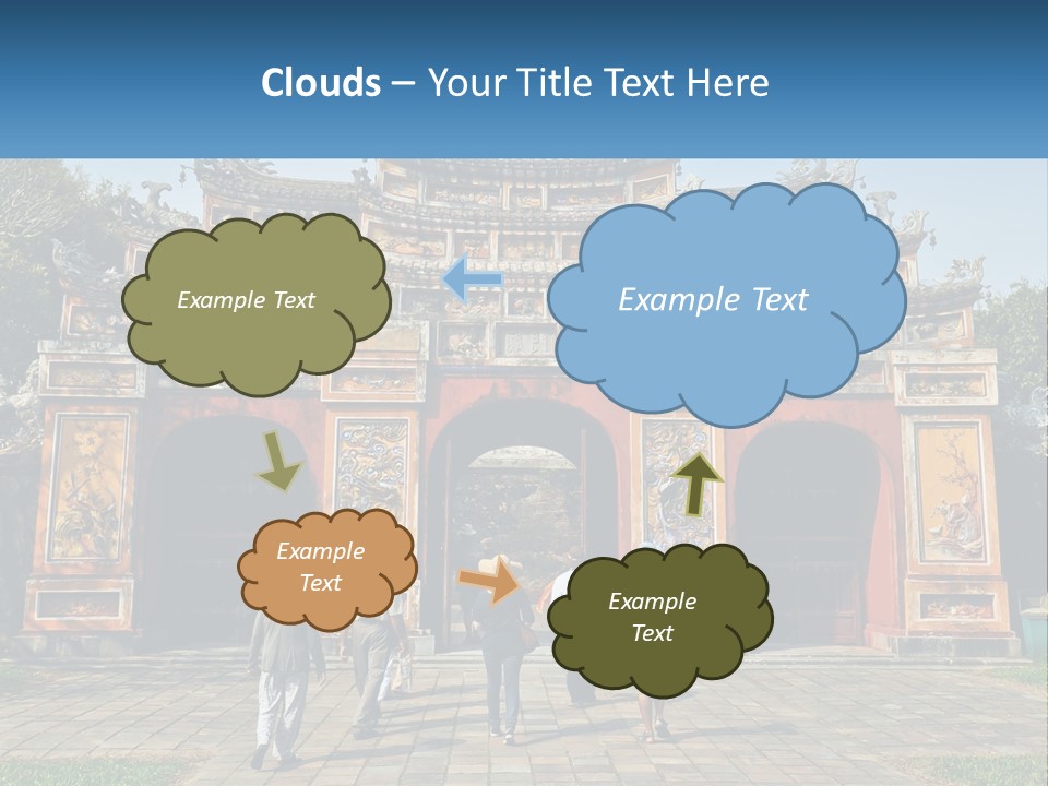 A Group Of People Walking In Front Of A Gate PowerPoint Template