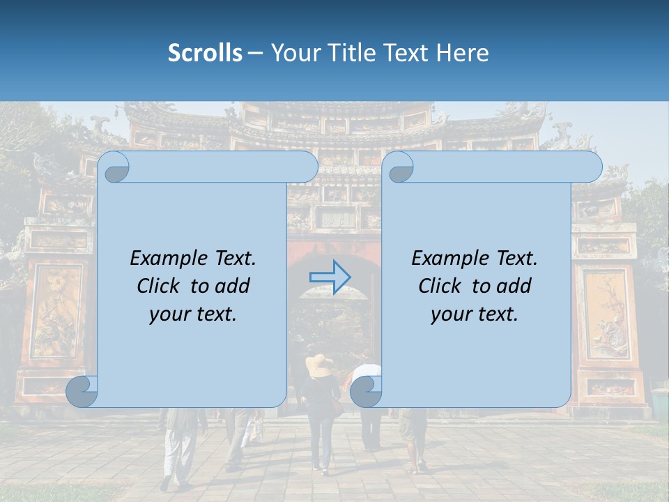 A Group Of People Walking In Front Of A Gate PowerPoint Template