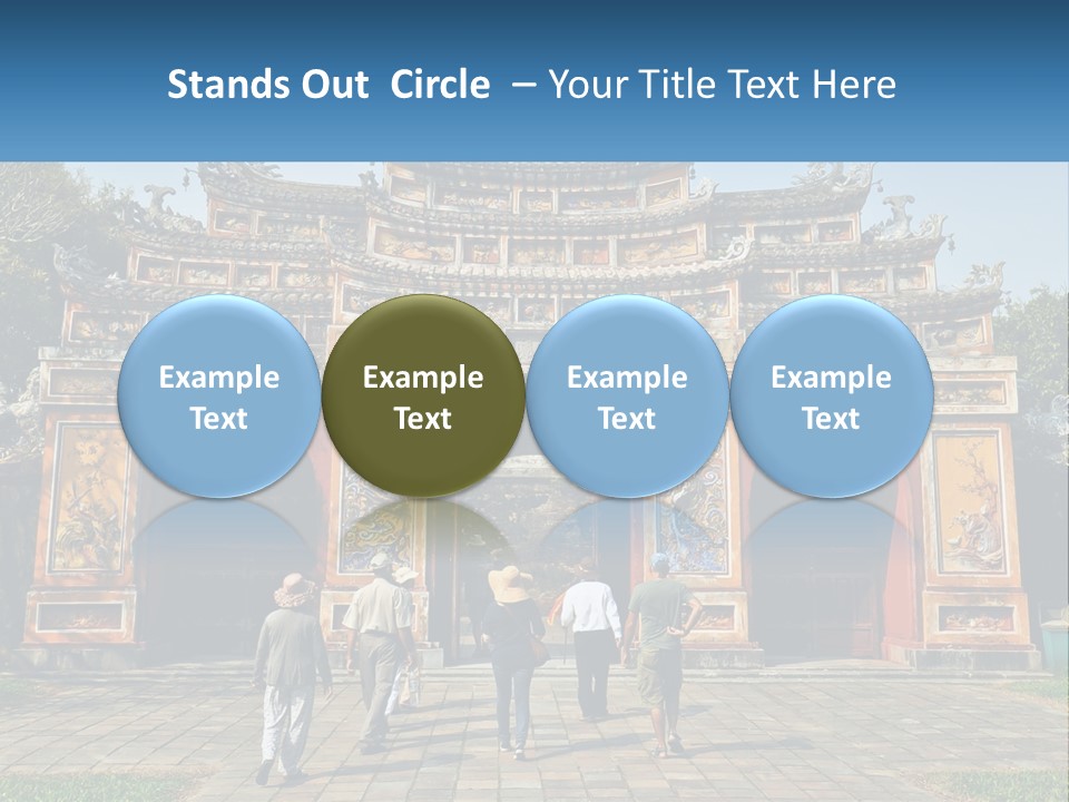 A Group Of People Walking In Front Of A Gate PowerPoint Template