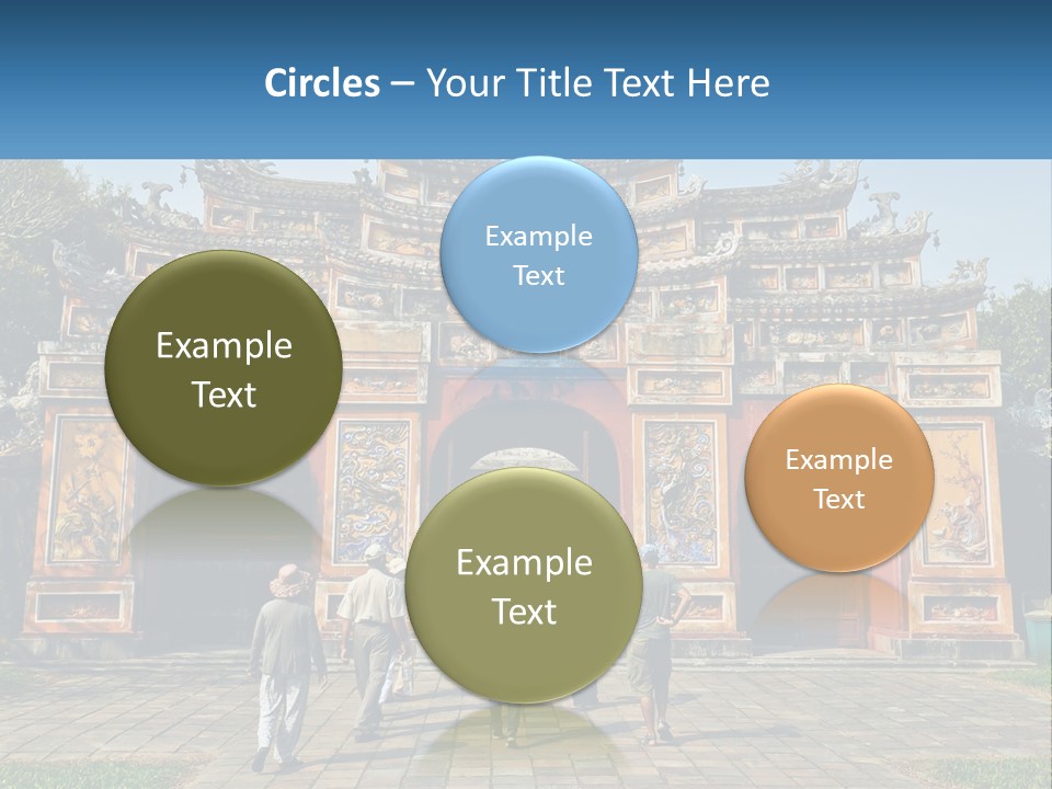 A Group Of People Walking In Front Of A Gate PowerPoint Template