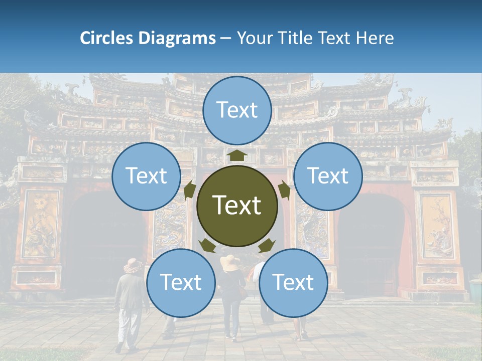 A Group Of People Walking In Front Of A Gate PowerPoint Template