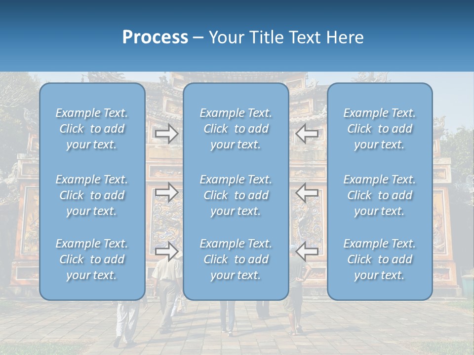 A Group Of People Walking In Front Of A Gate PowerPoint Template