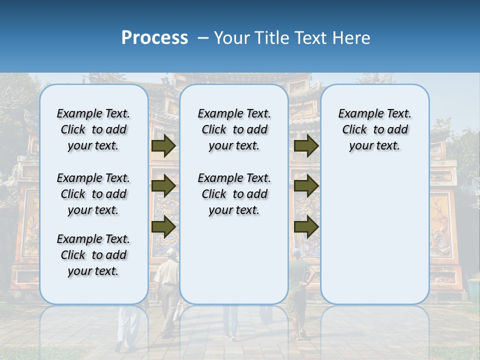 A Group Of People Walking In Front Of A Gate PowerPoint Template