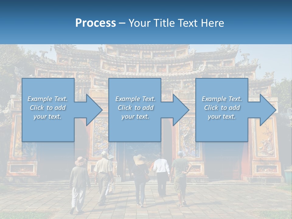 A Group Of People Walking In Front Of A Gate PowerPoint Template
