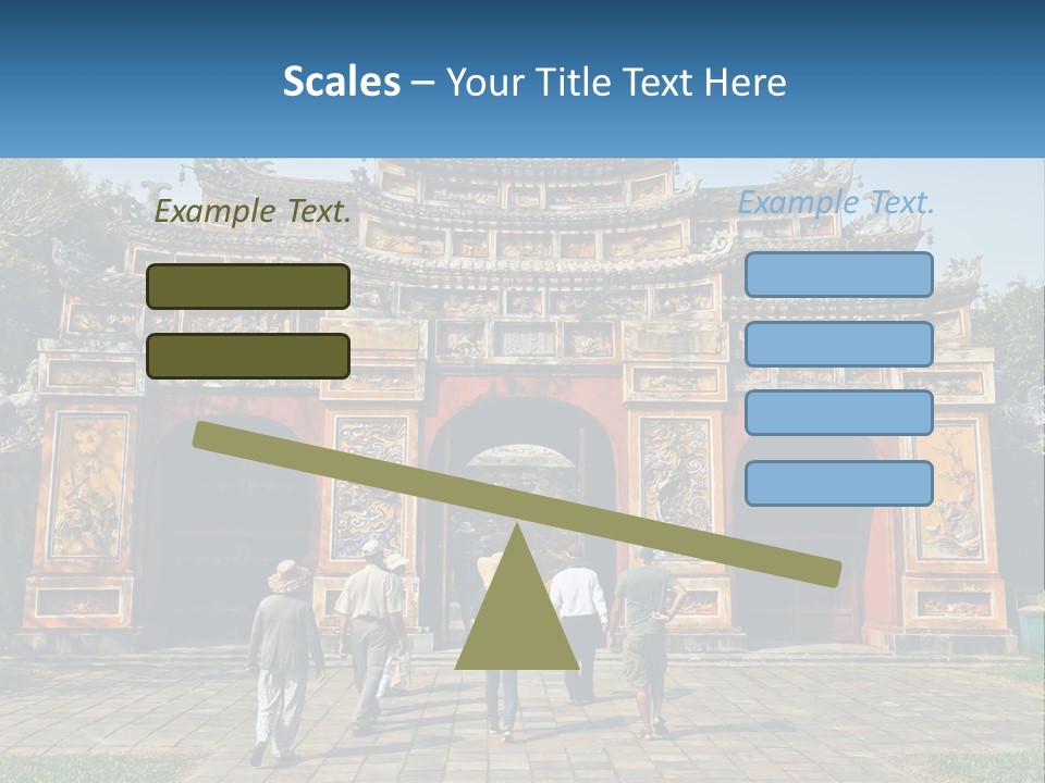 A Group Of People Walking In Front Of A Gate PowerPoint Template