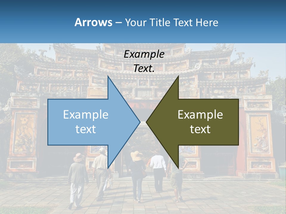 A Group Of People Walking In Front Of A Gate PowerPoint Template