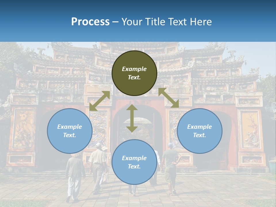 A Group Of People Walking In Front Of A Gate PowerPoint Template
