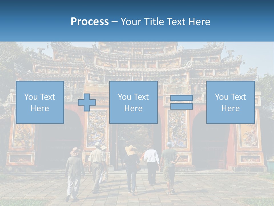 A Group Of People Walking In Front Of A Gate PowerPoint Template