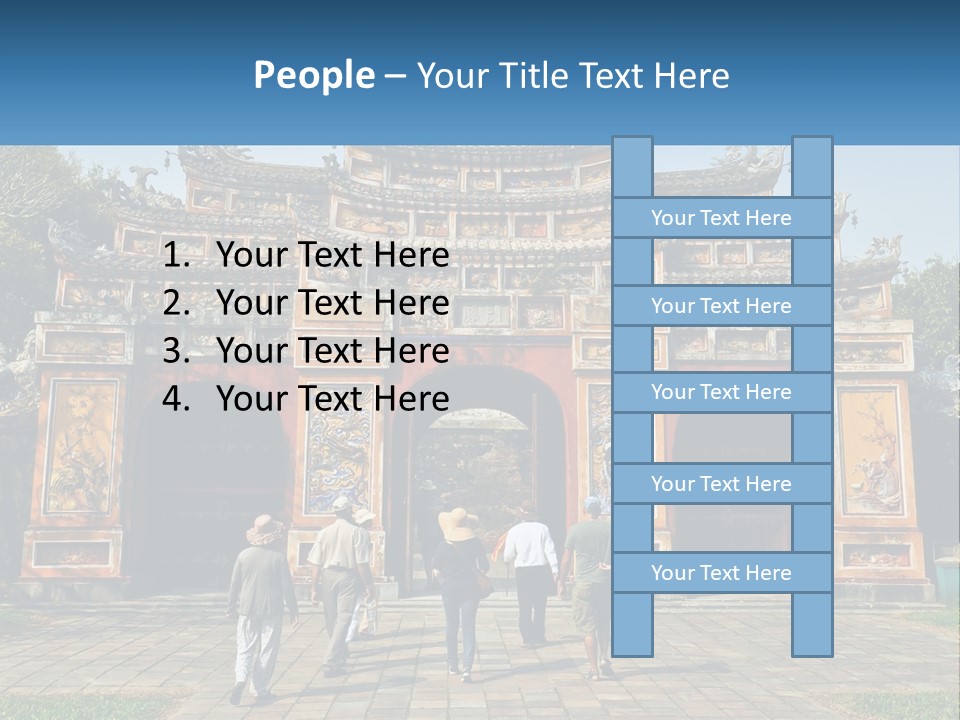 A Group Of People Walking In Front Of A Gate PowerPoint Template