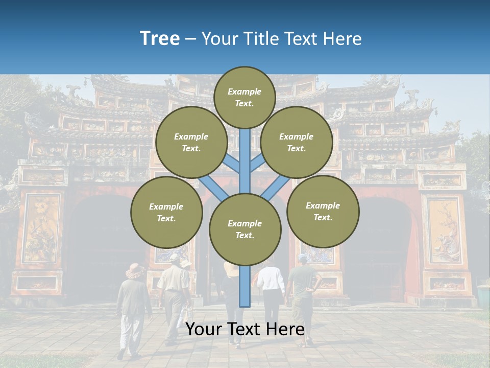 A Group Of People Walking In Front Of A Gate PowerPoint Template