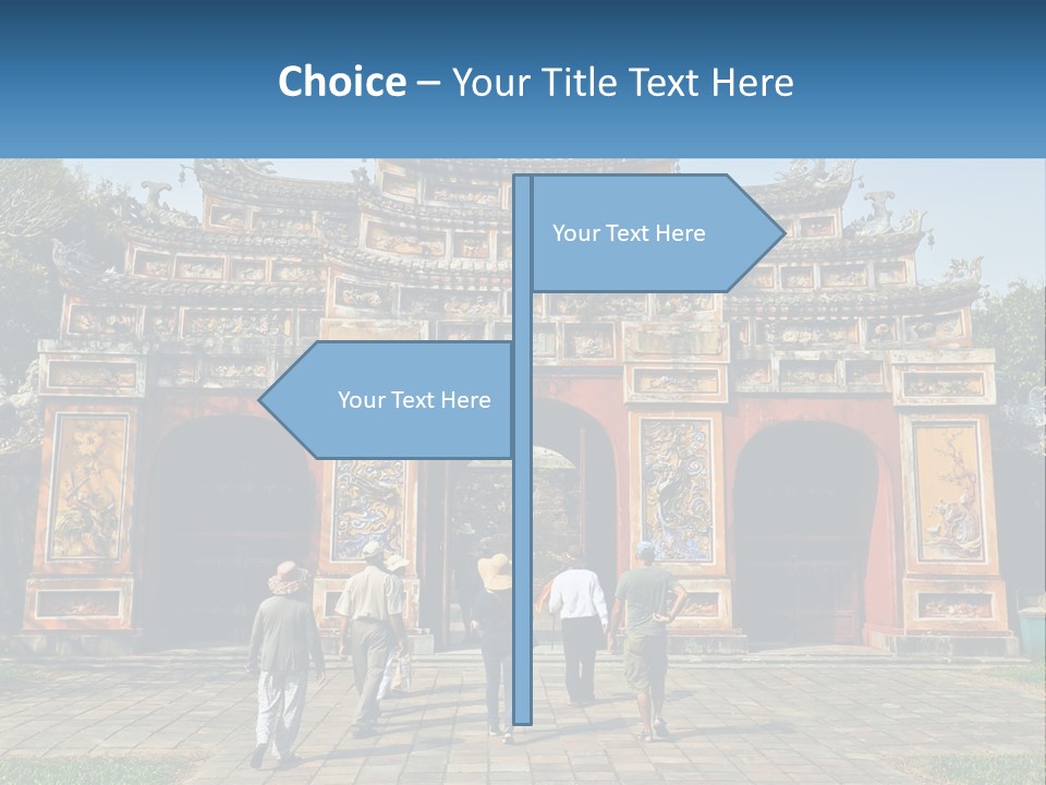 A Group Of People Walking In Front Of A Gate PowerPoint Template