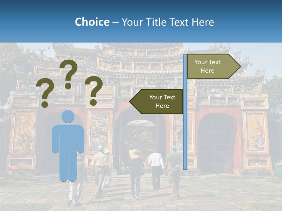 A Group Of People Walking In Front Of A Gate PowerPoint Template