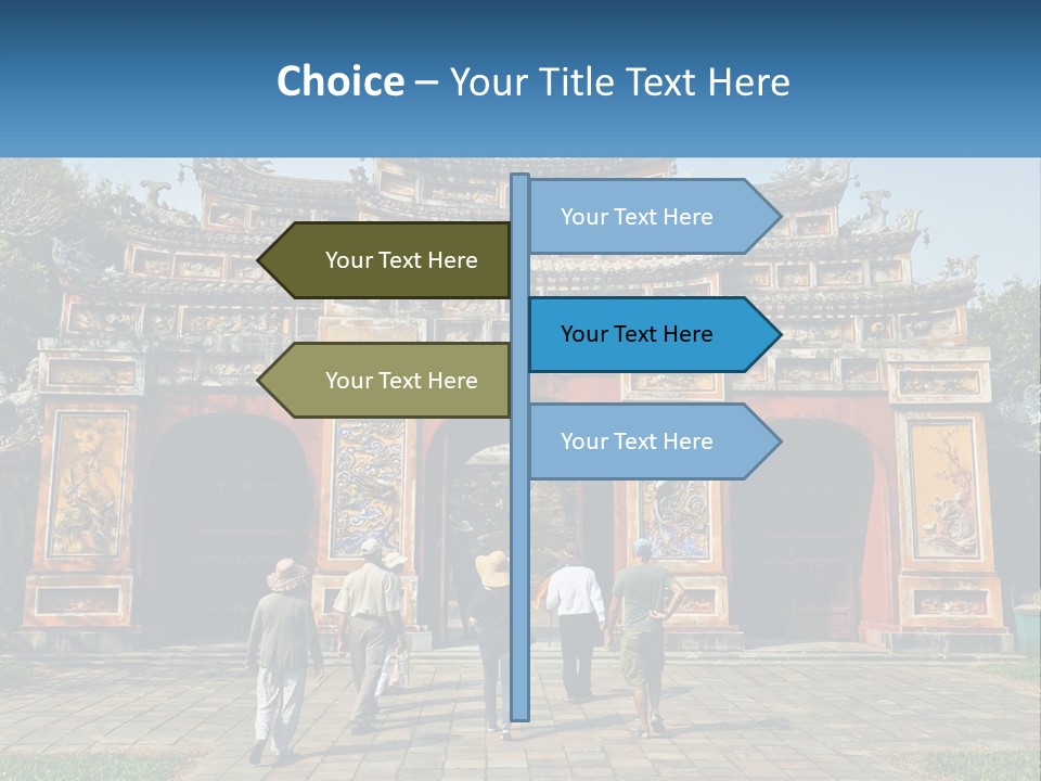 A Group Of People Walking In Front Of A Gate PowerPoint Template