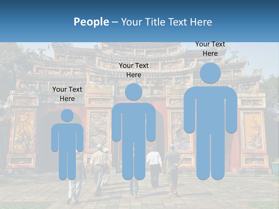 A Group Of People Walking In Front Of A Gate PowerPoint Template