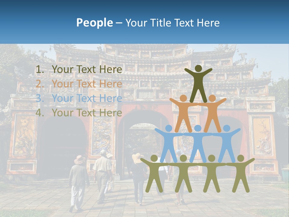 A Group Of People Walking In Front Of A Gate PowerPoint Template