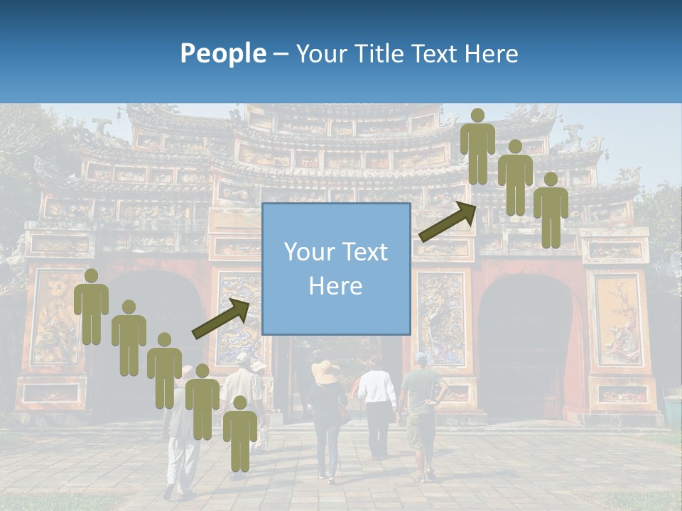 A Group Of People Walking In Front Of A Gate PowerPoint Template