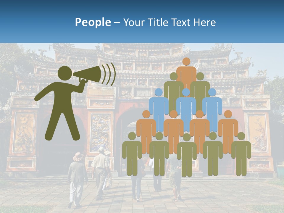 A Group Of People Walking In Front Of A Gate PowerPoint Template