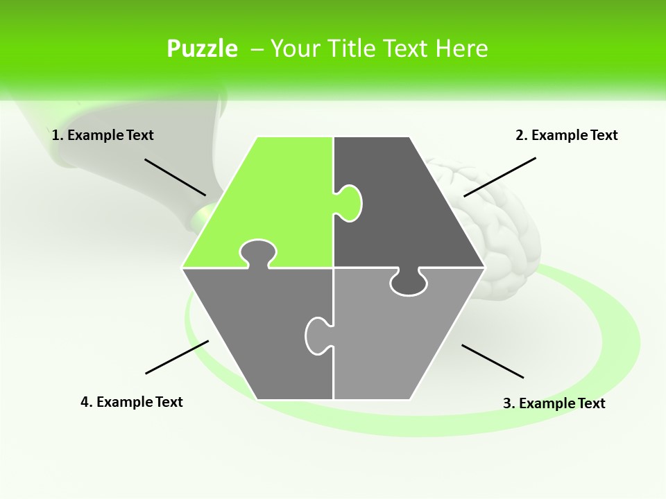A Green Marker Writing On A White Background Next To A Brain PowerPoint Template