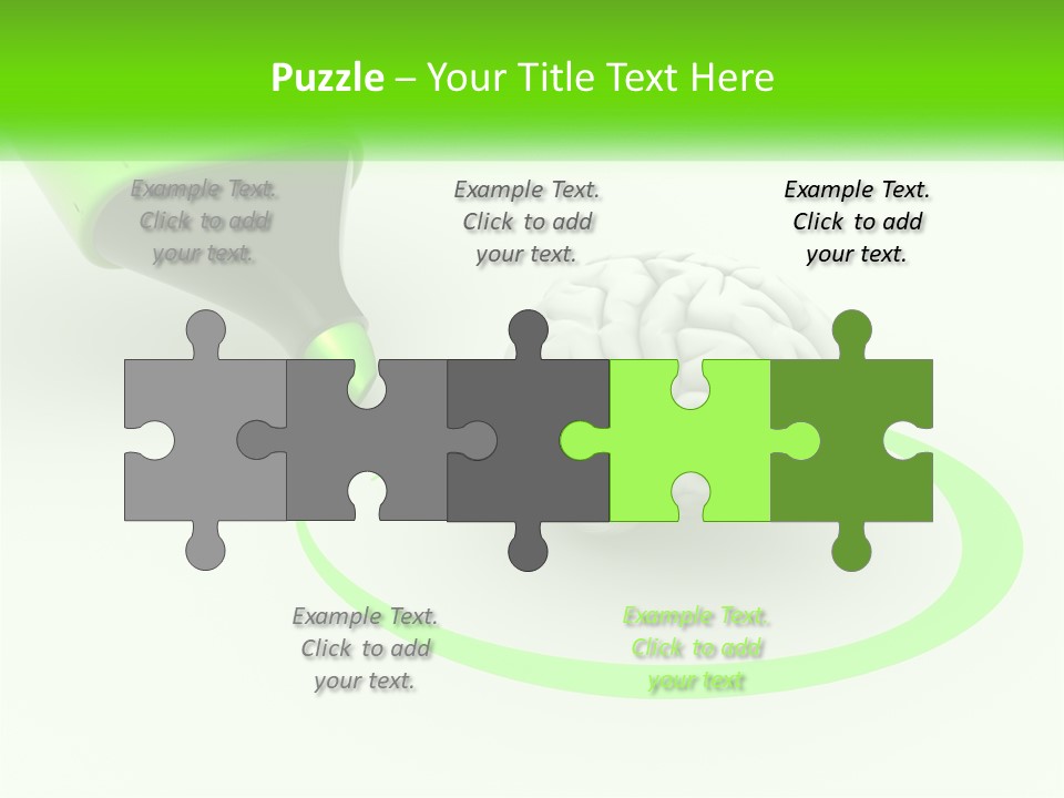 A Green Marker Writing On A White Background Next To A Brain PowerPoint Template