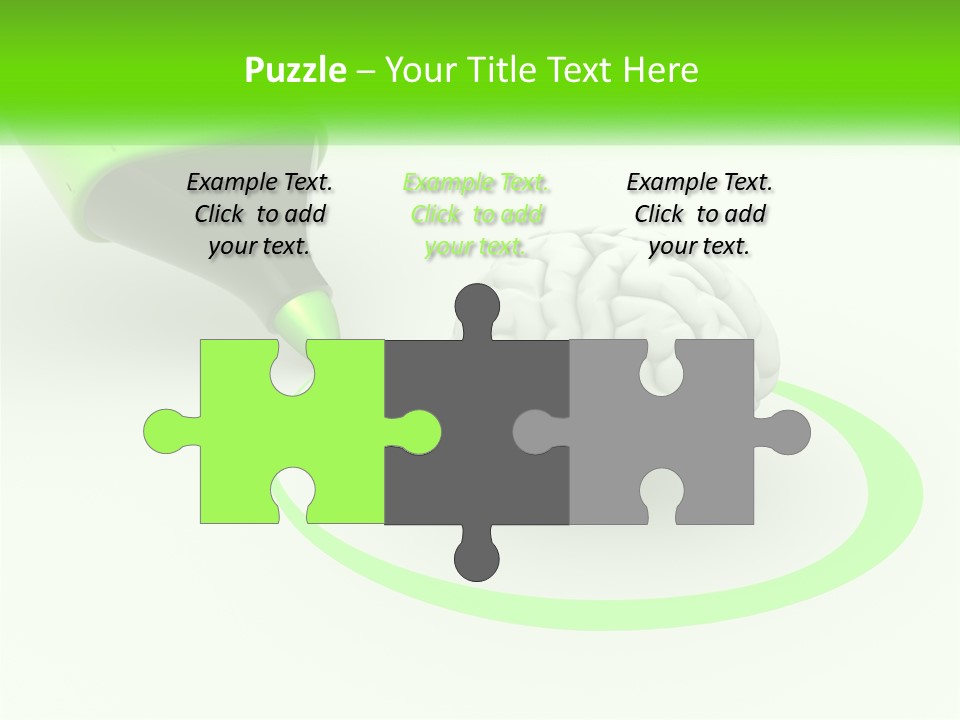 A Green Marker Writing On A White Background Next To A Brain PowerPoint Template