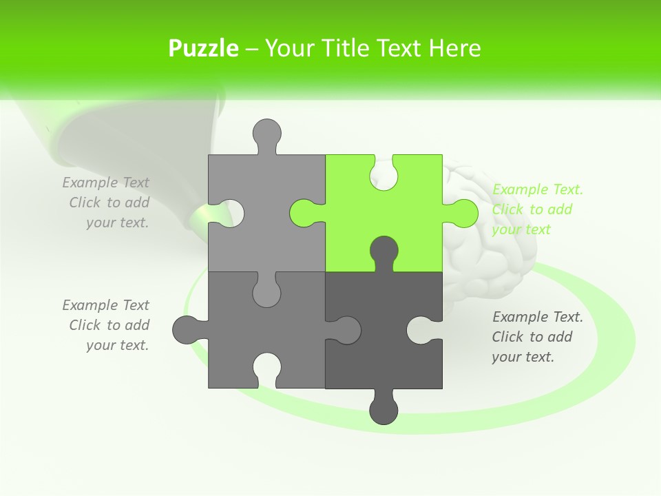 A Green Marker Writing On A White Background Next To A Brain PowerPoint Template