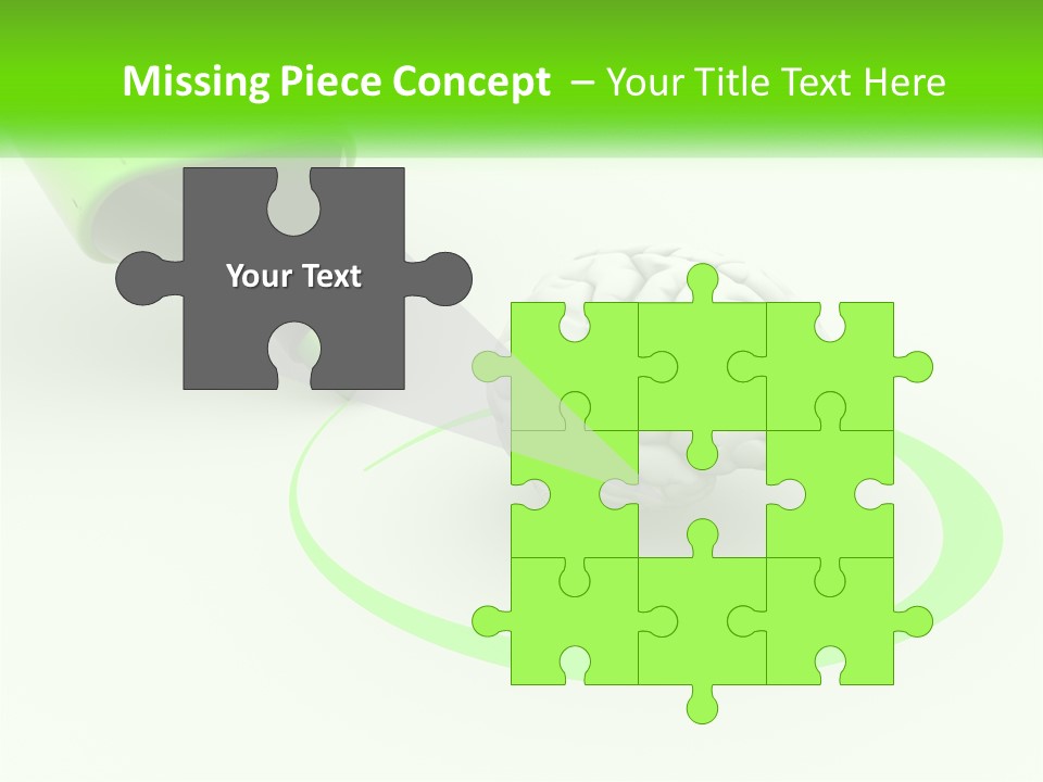 A Green Marker Writing On A White Background Next To A Brain PowerPoint Template