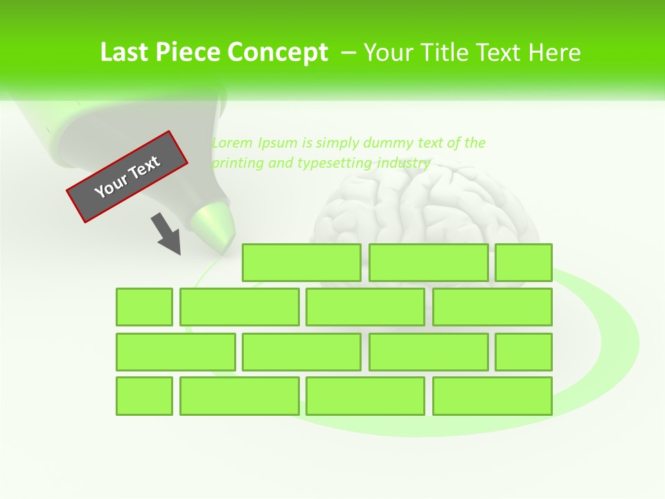 A Green Marker Writing On A White Background Next To A Brain PowerPoint Template