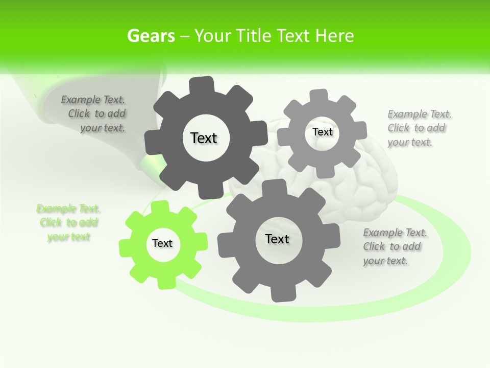 A Green Marker Writing On A White Background Next To A Brain PowerPoint Template