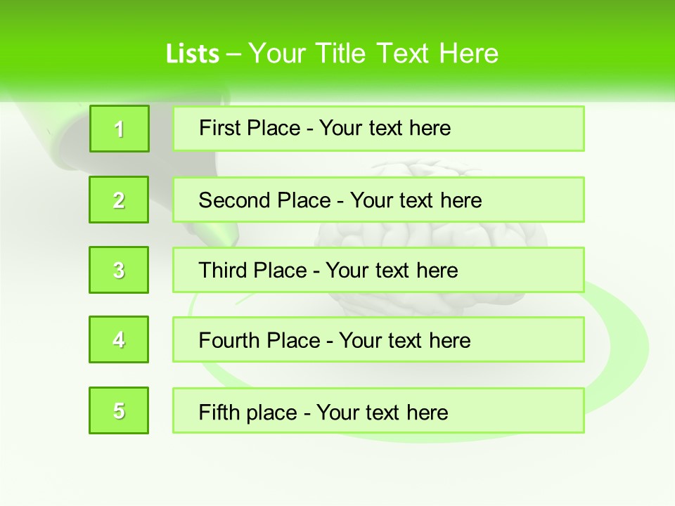 A Green Marker Writing On A White Background Next To A Brain PowerPoint Template