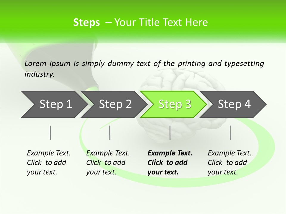 A Green Marker Writing On A White Background Next To A Brain PowerPoint Template
