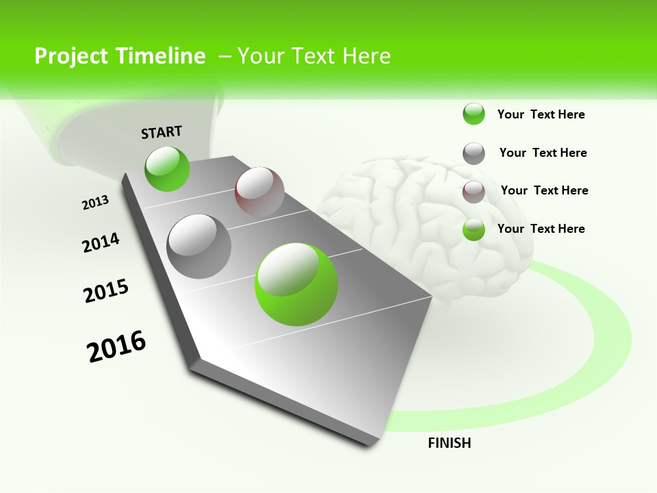 A Green Marker Writing On A White Background Next To A Brain PowerPoint Template
