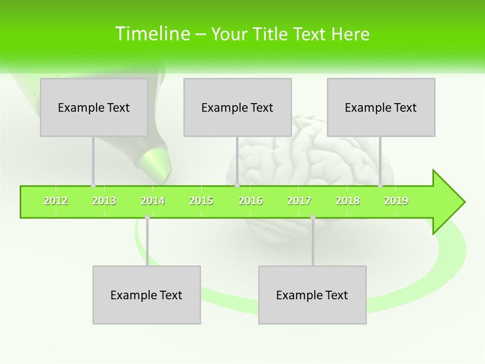 A Green Marker Writing On A White Background Next To A Brain PowerPoint Template