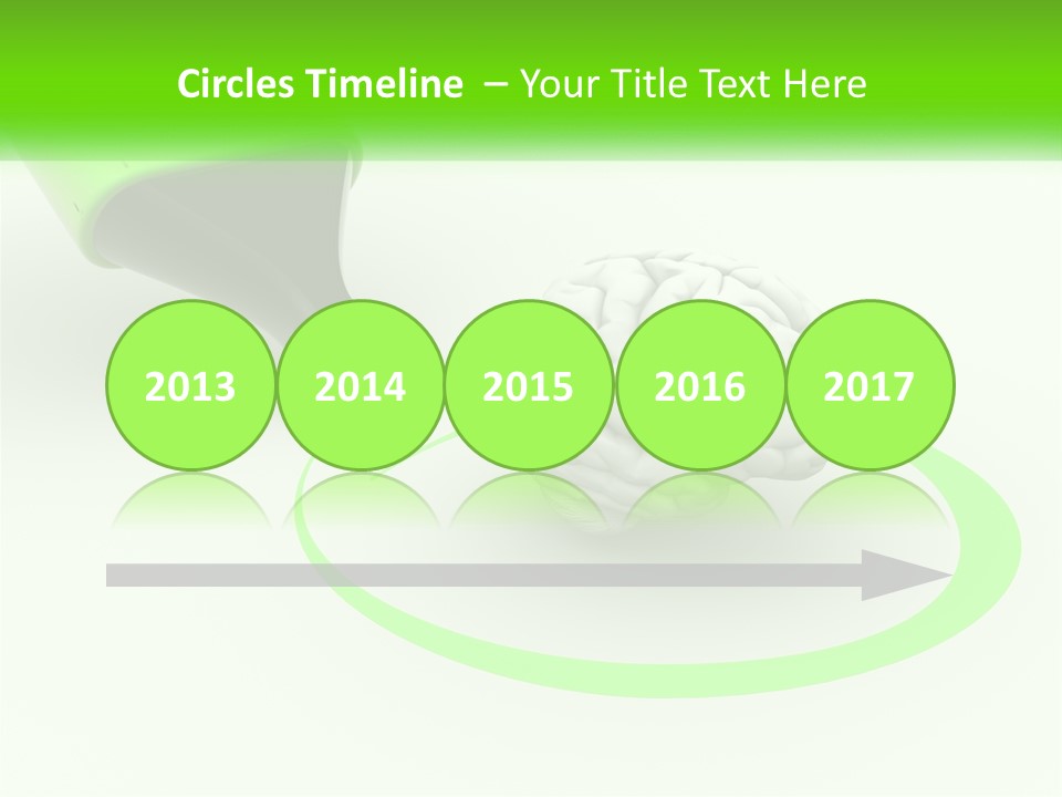 A Green Marker Writing On A White Background Next To A Brain PowerPoint Template