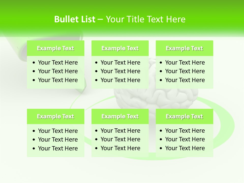 A Green Marker Writing On A White Background Next To A Brain PowerPoint Template