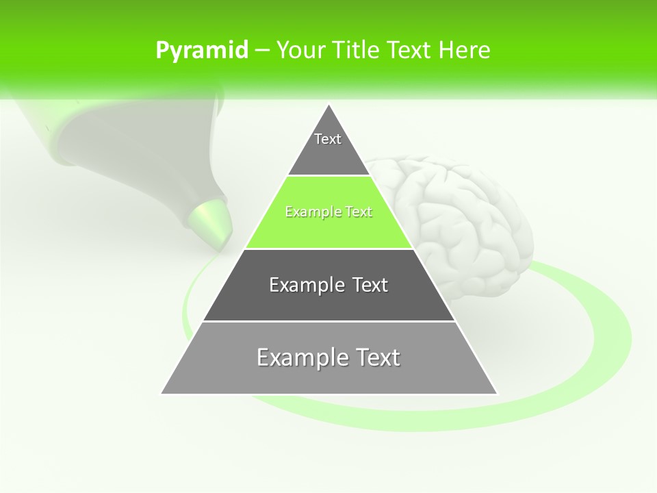 A Green Marker Writing On A White Background Next To A Brain PowerPoint Template