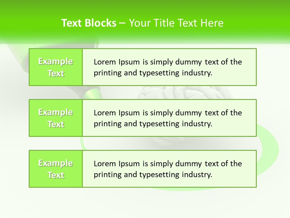A Green Marker Writing On A White Background Next To A Brain PowerPoint Template